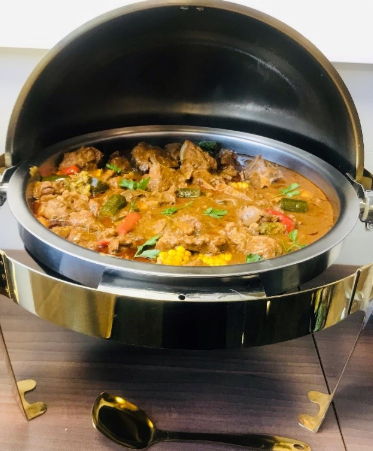 Curry in chafing dish